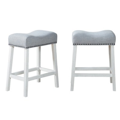 NicBex Dining Chairs Set of 2 Upholstered Chair Backless Saddle Seat Counter Stools, Fabric Accent for Kitchen, Bedroom, Tan