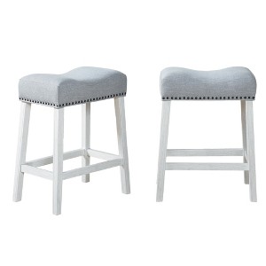 NicBex Dining Chairs Set of 2 Upholstered Chair Backless Saddle Seat Counter Stools, Fabric Accent for Kitchen, Bedroom, Tan - 1 of 4