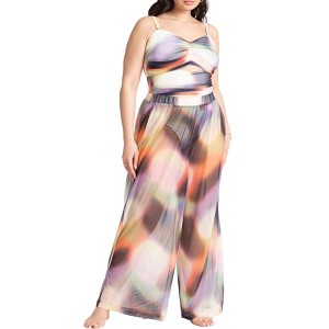 ELOQUII Women's Plus Size Wide Leg Cover Up Pant - 1 of 4