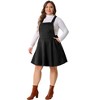 Women's Plus Size Sleeveless Adjustable Strap Vintage Faux Suede Overall Dresses - Agnes Orinda - 3 of 4