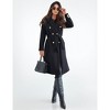 Women Elegant Notched Collar Double Breasted Overcoat with Tie Belt Trench Coat Fall Winter - 2 of 4