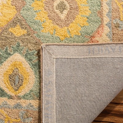 Ivory Floral Hand-Knotted Wool Area Rug, 5' x 8'