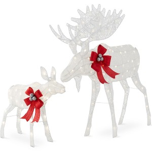 Best Choice Products 2-Piece Moose Family Lighted Christmas Yard Décor Set w/ 370 LED Lights, Stakes, Zip Ties - 1 of 4