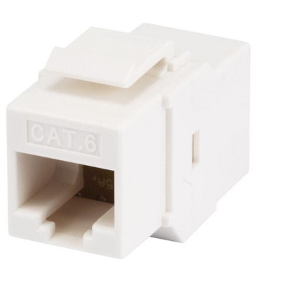 Monoprice 8P8C RJ45 Cat6 Inline Coupler Type Keystone Jack - White, Fits All Standard Keystone Wall Plates And Panels