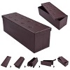 Costway 45''x15''x15'' Large Folding Storage Faux Leather Ottoman Pouffe Box Stool Brown - 2 of 4