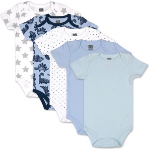 The Peanutshell Baby Boy Short Sleeve Bodysuits, 5-Pack, Blue/Gray/Dino, Newborn to 24 Months - 1 of 4