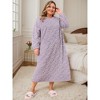 Women's Plus Size Fuzzy Cozy Crew Neck Long Sleeve Geometric Lounge Home Soft Full Nightgowns - Agnes Orinda - 3 of 4