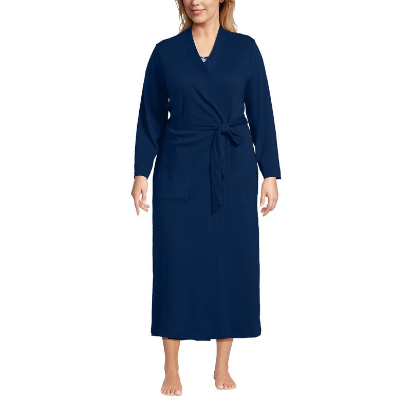 Lands' End Women's Cotton Long Sleeve Midcalf Robe, 1 of 6