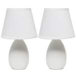 (Set of 2) 9.45" Petite Ceramic Oblong Bedside Table Desk Lamps with Matching Tapered Drum Shade - Creekwood Home
