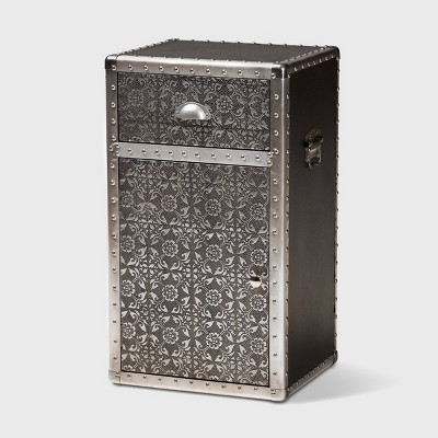 Cosette Metal Floral Accent Cabinet Silver - Baxton Studio
