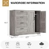 43.3" Low Dresser with 2 Doors & 4 Drawers - Multifunctional Wooden Wardrobe with Hanging Rod for Bedroom - 2 of 4