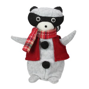 Roman 7" Animated Gray and Flannel Raccoon Tabletop Christmas Decoration - 1 of 3