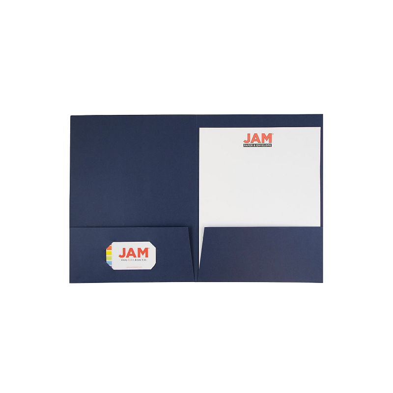 JAM Paper Two-Pocket Textured Linen Business Folders Navy Blue Bulk 25/Pack 386LNAA, 3 of 10
