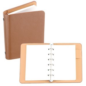 Unique Bargains 6 Ring Mini A7 Leather Notebook Binder with 50 Sheets Paper - 1 of 4