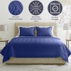 Lavish Home 2PC Twin Quilt Set with Sham, Blue - 2 of 4