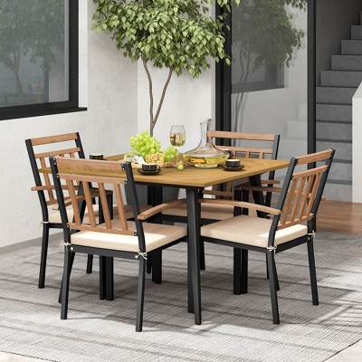 Costway 5 Pieces Patio Dining Set Outdoor Dining Table and Chairs with Cushions