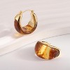 14k Gold Plated Amber Resin Hoop Earrings for Women Trendy Chunky Gold Earrings | Hypoallergenic Jewelry Gifts for Sensitive Ears - 3 of 4