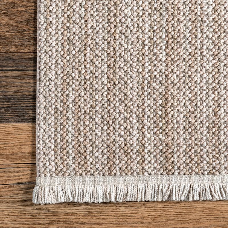 nuLOOM Posey Farmhouse Textured Fringe Area Rug Brown, 5 of 10
