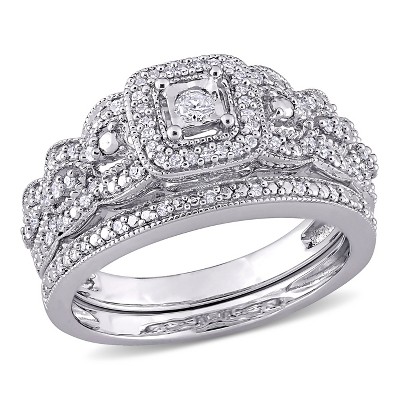 EVERLY JEWELRY | Sterling Silver 1/3 CT TW Diamond Vintage Bridal Set