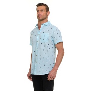Canada Weather Gear Men’s Seersucker Short Sleeve Shirt with Allover Palm Print – Lightweight Button-Down Casual Shirt - 1 of 4
