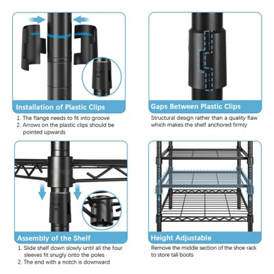 Black Heavy Duty Freestanding Garment Rack with Adjustable Shelves