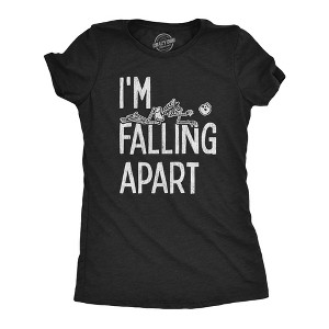 Womens I'm Falling Apart T Shirt Funny Halloween Skeleton Sarcastic Tee - Crazy Dog Women's T Shirt - 1 of 4