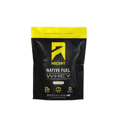 Ascent Native Fuel Whey Protein Powder - Vanilla Bean - 1lbs