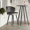 Studio 55D Elba Chrome Metal Bar Stool Black Silver 27 3/4" High Modern Gray Velvet Upholstered Cushion for Kitchen Counter Height Island Home Shed - 2 of 4