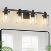 DORESshop 28 in. 4 Light Matte Black Industrial Modern Cylinder Vanity Light for Bathroom with Clear Glass Shades - 2 of 4