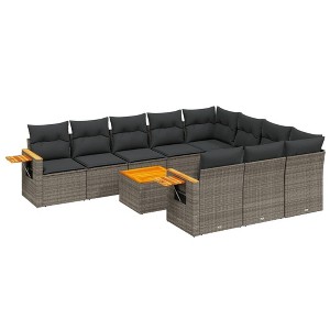 vidaXL Garden Sofa Set Grey PE rattan UV-resistant materials - 1 of 4