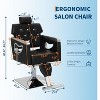 Professional Barber Chair, PU Leather Salon Chair with Hydraulic Height Adjustment, 360° Swivel & Reclining, Black & Chrome - 3 of 4