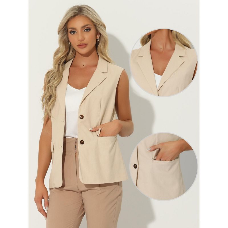 Allegra K Women's Sleeveless Business Casual Work Office Suit Vest Jacket, 2 of 6
