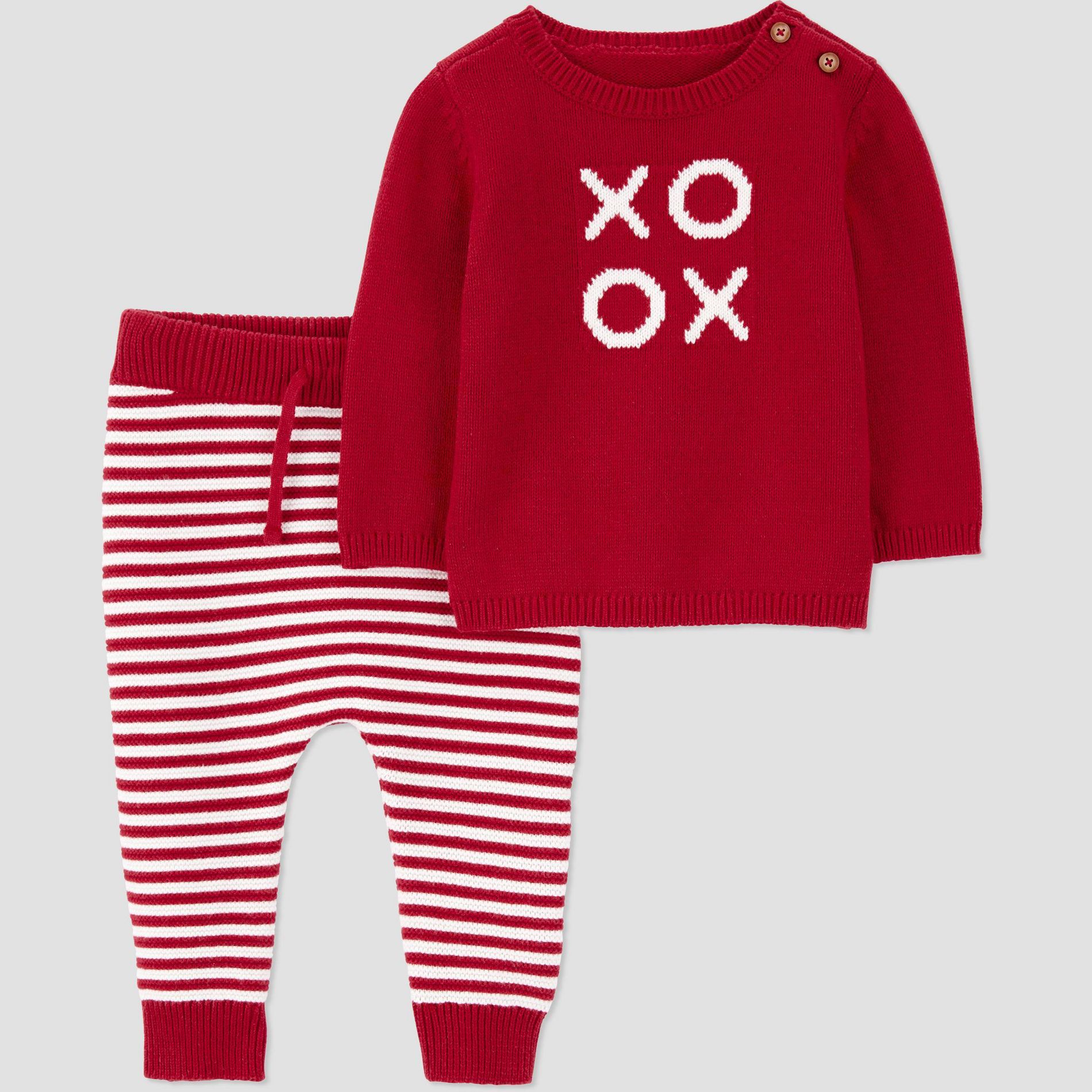 Carter's Just One You® Baby 2pc Valentine's Day XOXO Sweatshirt and Jogger Pants Set - Red Newborn
