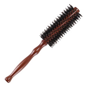Unique Bargains Soft Nylon Bristle Round Curling Hair Twill Comb Brown - 1 of 4