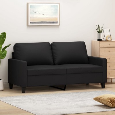 vidaXL 2-Seater Sofa Black 55.1 in. Faux Leather