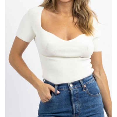 Women's AVRIL SWEETHEART RIB KNIT TOP - CRESCENT