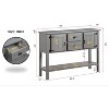 Farmhouse Console Table with Storage, Farmhouse Entry Table with 2 Drawers and Cabinets, Solid Wood Sofa Table with Shelves - 3 of 4