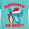 Girls' - Lilo and Stitch - Naughty Or Nice Christmas Fitted Short Sleeve Graphic T-Shirt - 2 of 4