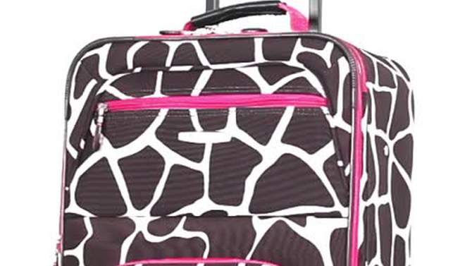 Rockland 4pc Expandable Softside Checked Luggage Set - Black Pink Dot, 2 of 6, play video