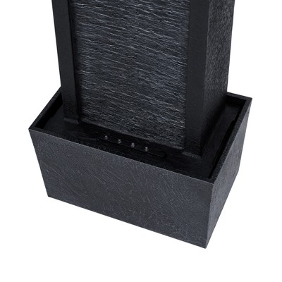 Athena Black Solar-Powered Outdoor Waterfall Fountain with LED Lights