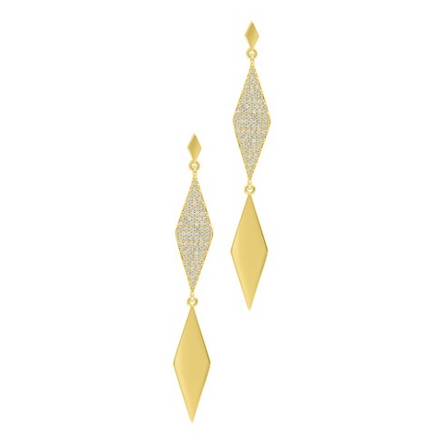 Adornia 14k Gold Plated Long Diamond Drop Earrings - image 1 of 4