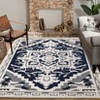 Vintage Rug Non Slip Medallion Floral Textured Accent Rugs  Low Pile Non Shedding Rug for Living Room Bedroom Home Office - 2 of 4