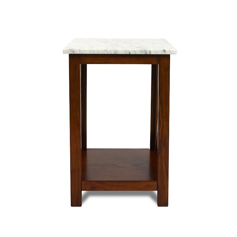 The Bianco Collection Agatha 15" Square Italian Carrara White Marble Side Table, 1 of 8