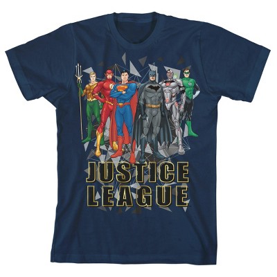 Justice League Superhero Characters Boy's Navy T-shirt-xl : Target