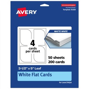 Avery Leaf Flat Cards, 3-1/2" x 5", Matte White, 200 Total - 1 of 4