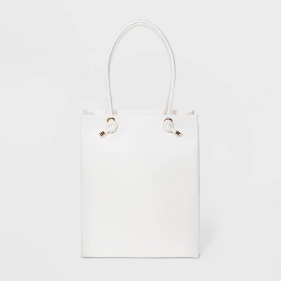 Zip Closure Tote Handbag - A New Day™ White
