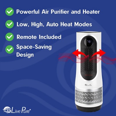 Gray HEPA Air Purifier and Heater with Remote Control