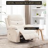 360 Swivel Rocker Chair Small Rocking Recliner, Upholstered Fabric Glider Nursery Chair with Side Pockets with Cup Holder, Massage and Heat Recliner - 3 of 4