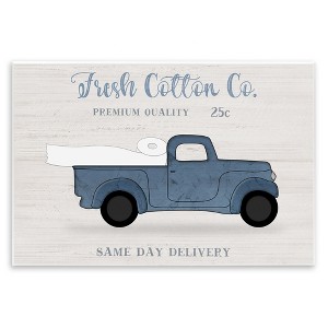 Stupell Industries Fresh Cotton Co. Vintage Blue Truck Toilet Paper Wall Plaque Art - 1 of 4