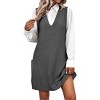 Zeagoo Womens Sweater Vest Dress Pattern Knitted Pullovers Sweaters V Neck Tank Sweater Dress with Pockets - 3 of 4